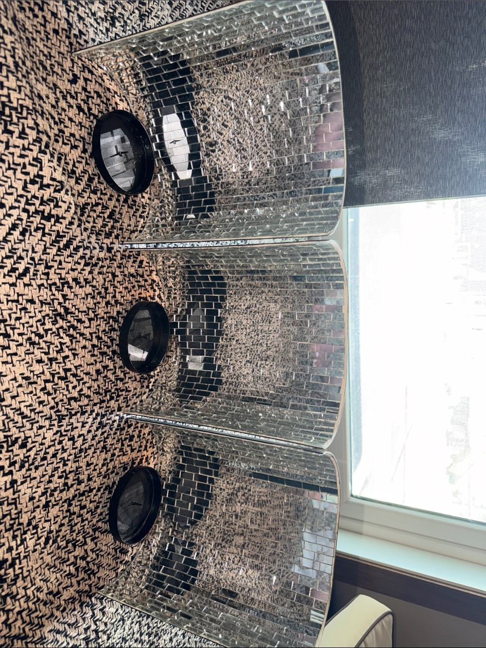 Silver Mosaic Curved Wall Candle Holders - Set of 3